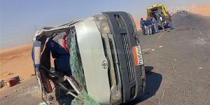إصابة 5 أشخاص بحادث انقلاب سيارة أعلى وصلة المريوطية بالجيزة